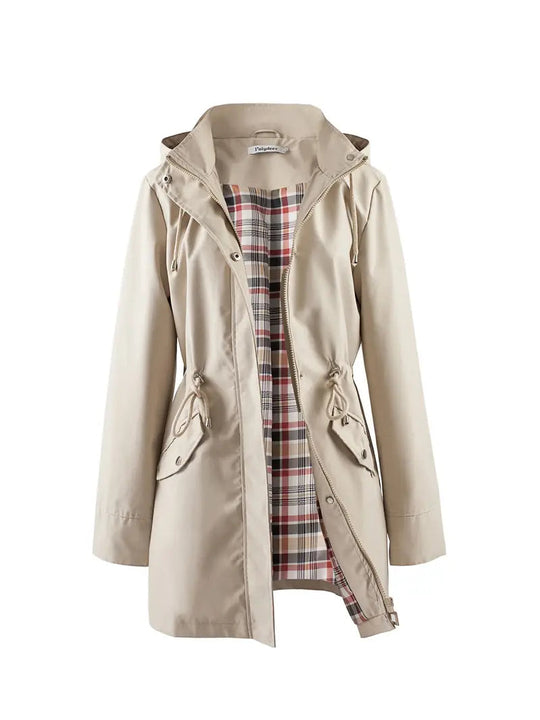 Heidi-Mode | Wasserdichte Outdoor Regenjacke mit Druck und Kapuze für Frauen