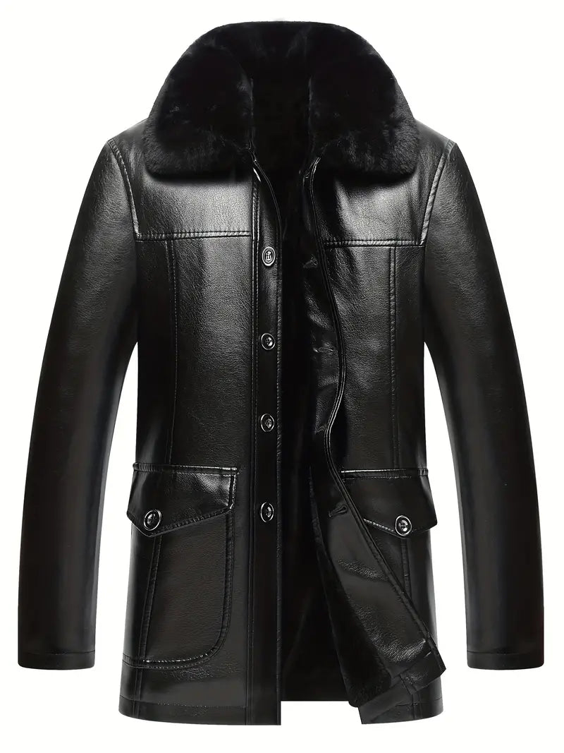 Heidi-Mode - Herren Warme Fleece-PU Jacke