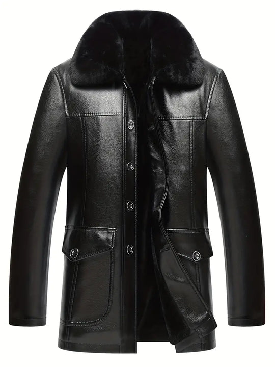 Heidi-Mode - Herren Warme Fleece-PU Jacke