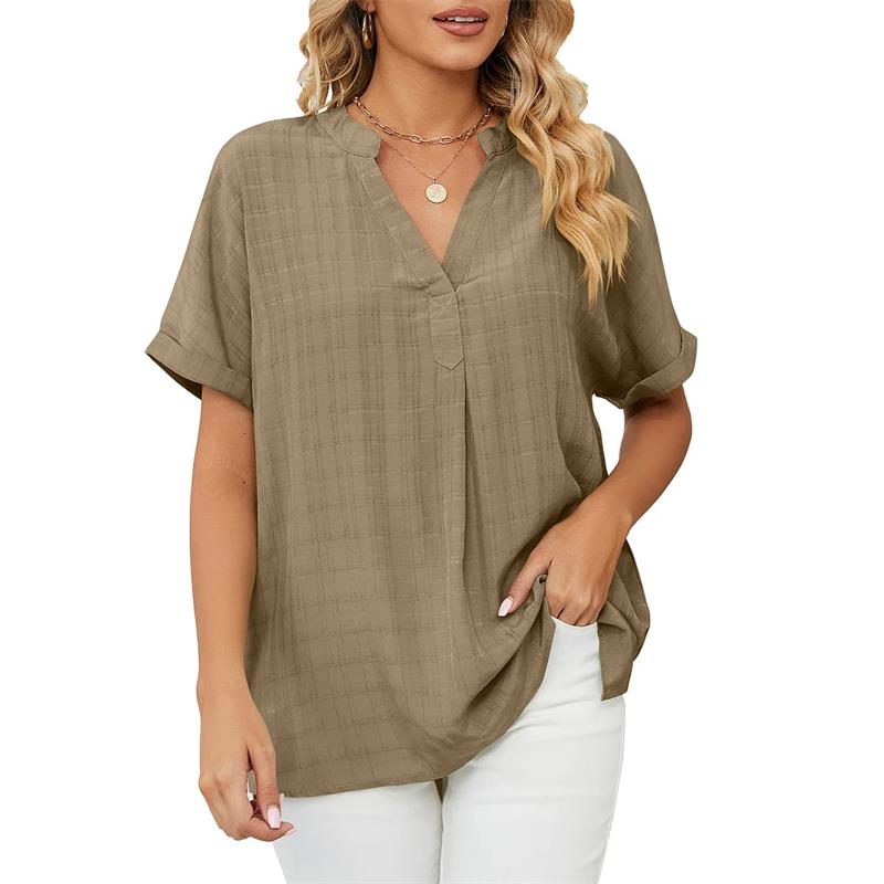 Heidi-Mode | Klassische V-Ausschnitt Kurzarm Bluse