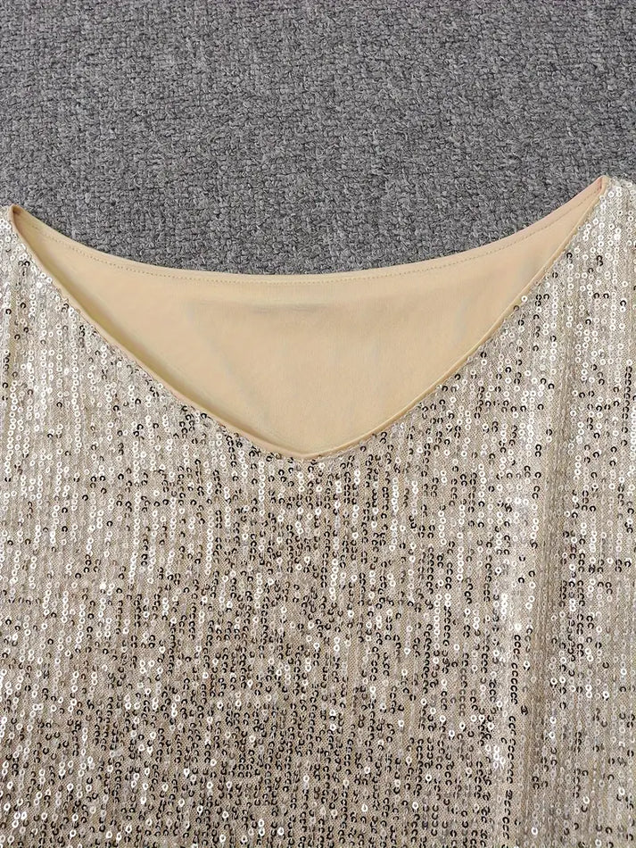 Heidi-Mode | Blote Schultern Pailletten Mini Kleid