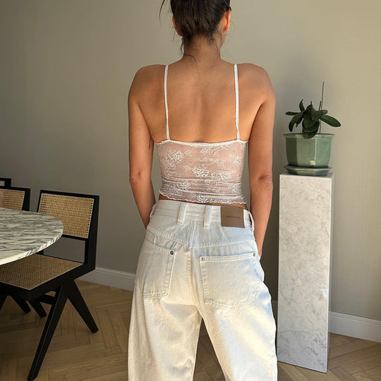 Heidi-Mode | Fit Süß und Würzig Träger Leicht Transparente Spitze Oberteil