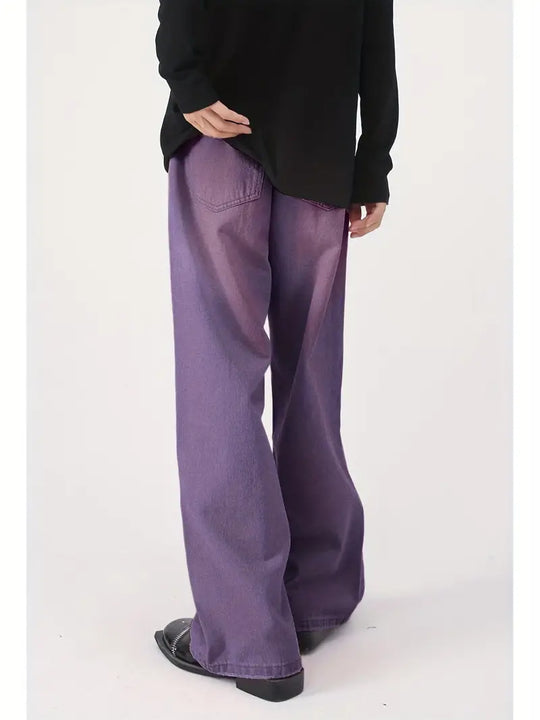 Heidi-Mode | Weinlese Upcycle Baggy Jeans Mit Ausgebleichtem Effekt