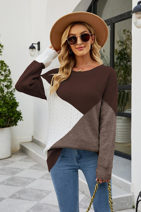 Heidi-Mode | Farbblock Rundhals Pullover