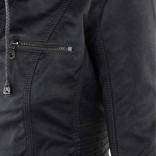 Heidi-Mode | Damen Slim Fit PU-Leder Zip-Up Hoodie