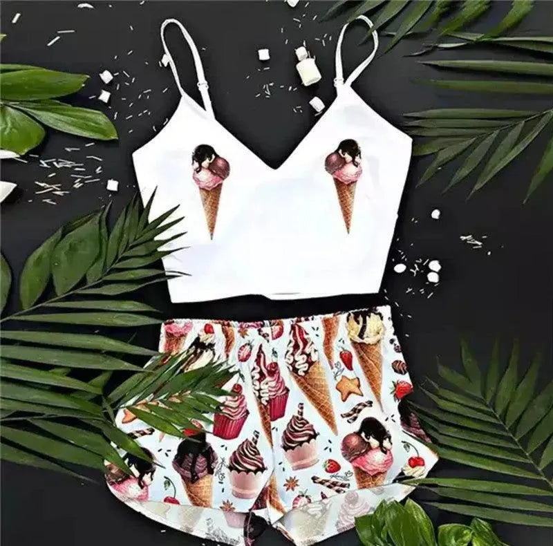 Heidi-Mode | Neuer sexy Damen-Pyjama Pyjama aus Seide im Tiermuster