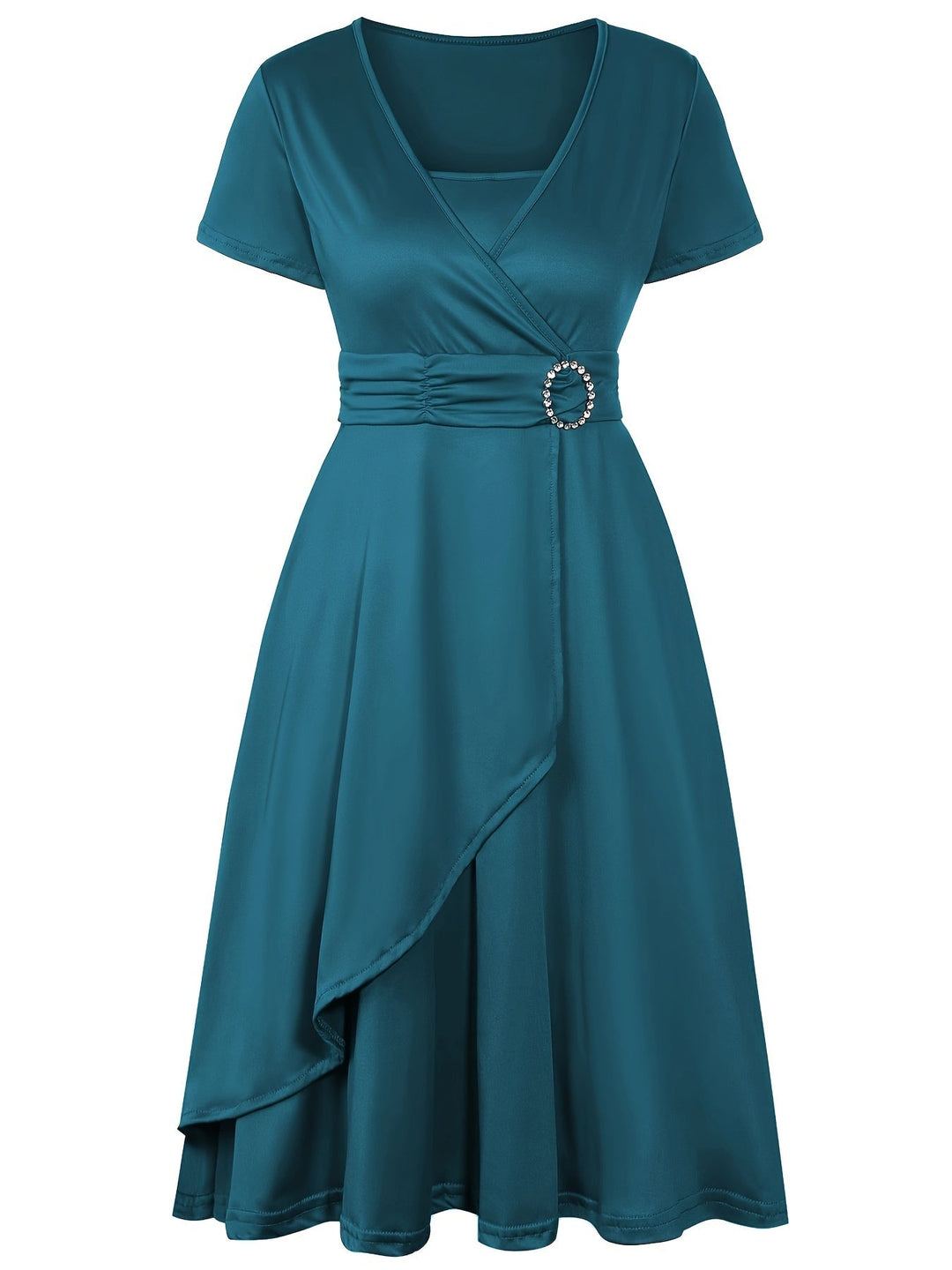 Heidi-Mode | Stilvolles Baumwollkleid mit Schmaler Passform, Asymmetrischem Saum und Bindegürtel für Damen Ideal für Den Sommer