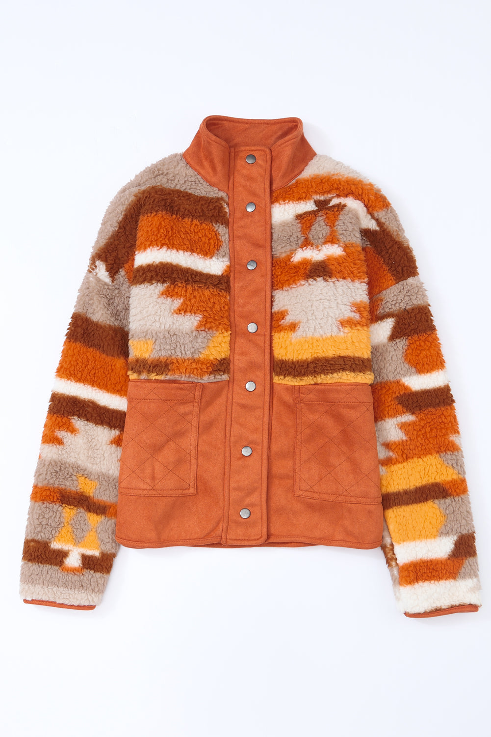 Gesteppte Azteken-Pelzjacke Mit Aufgesetzten Taschen