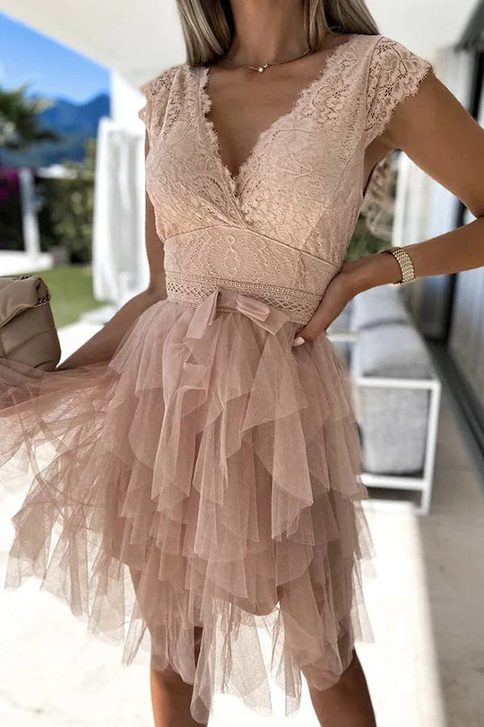Heidi-Mode | Unendliche Schönheit Spitzen Tüll Midi Kleid