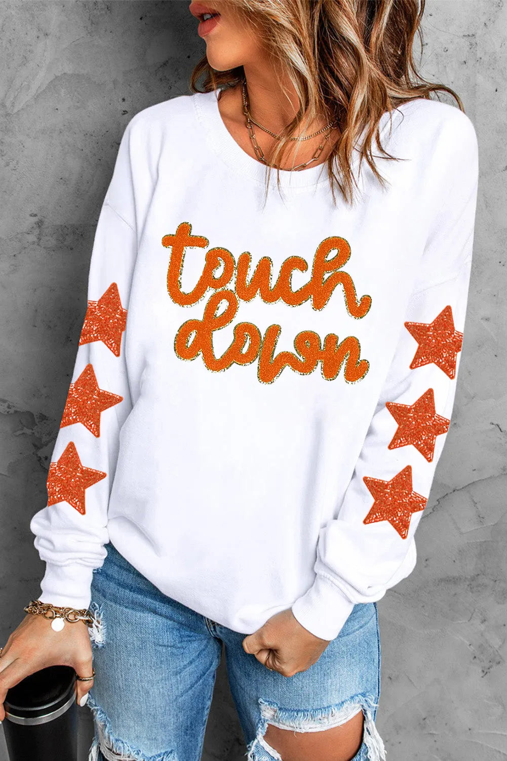 Heidi-Mode | Letter & Star Rundhals Langarm Sweatshirt
