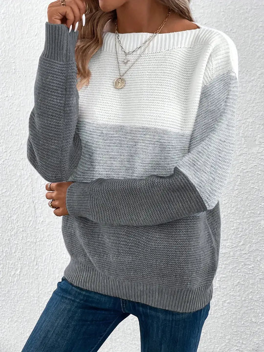 Heidi-Mode | Farbblock-Pullover mit Rundhalsausschnitt