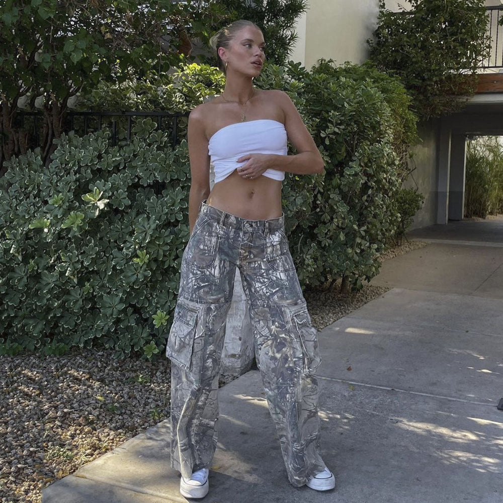 Heidi-Mode | Leichte Camouflage Cargo-Hosen mit Taschen für Den Sommer