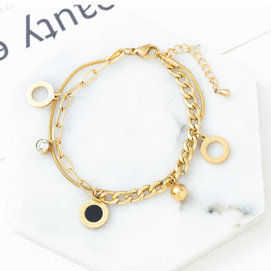 Heidi-Mode | Multi-Lagen Pendel Gold Armbanduhr