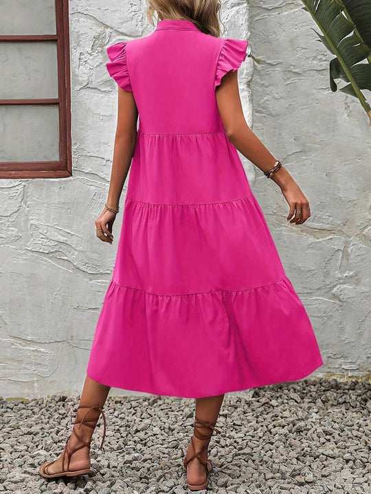 Heidi – elegantes kleid mit rüschenärmeln für frühling und sommer