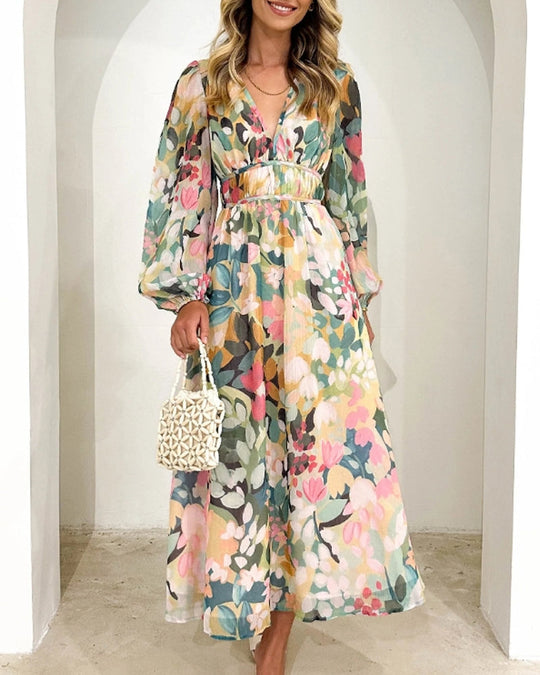 Heidi-Mode | Boho Blumen Maxi Kleid