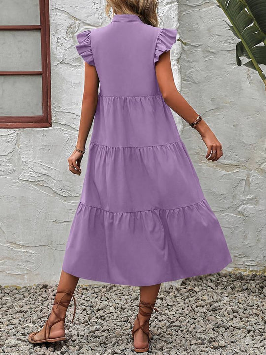 Heidi – elegantes kleid mit rüschenärmeln für frühling und sommer