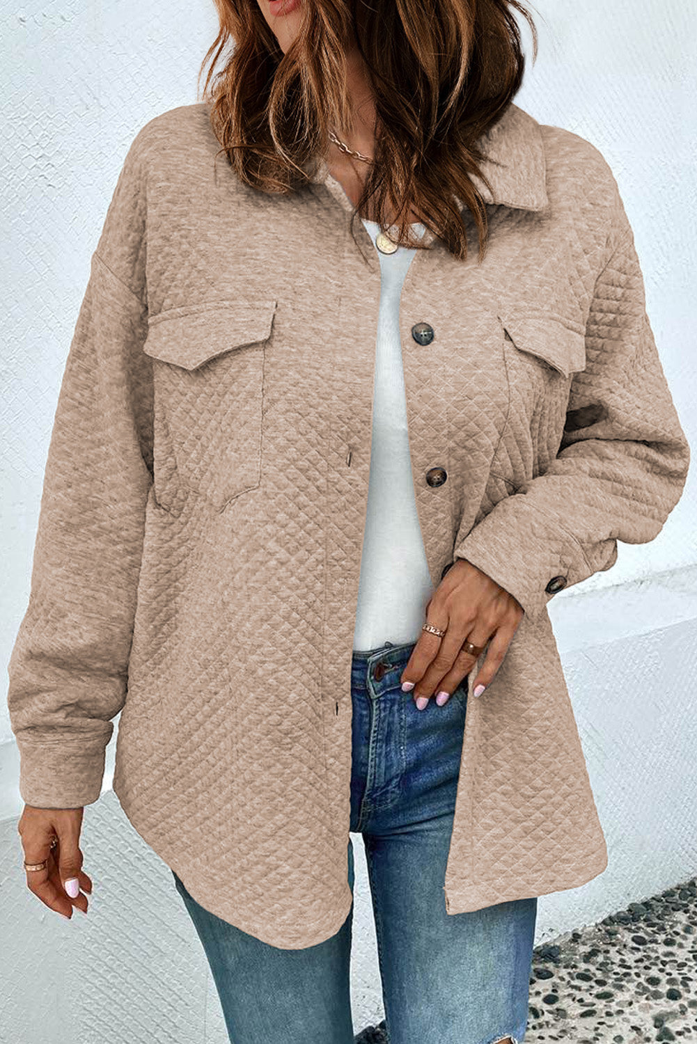 Retro Steppjacke Mit Klappentasche Und Knopfleiste