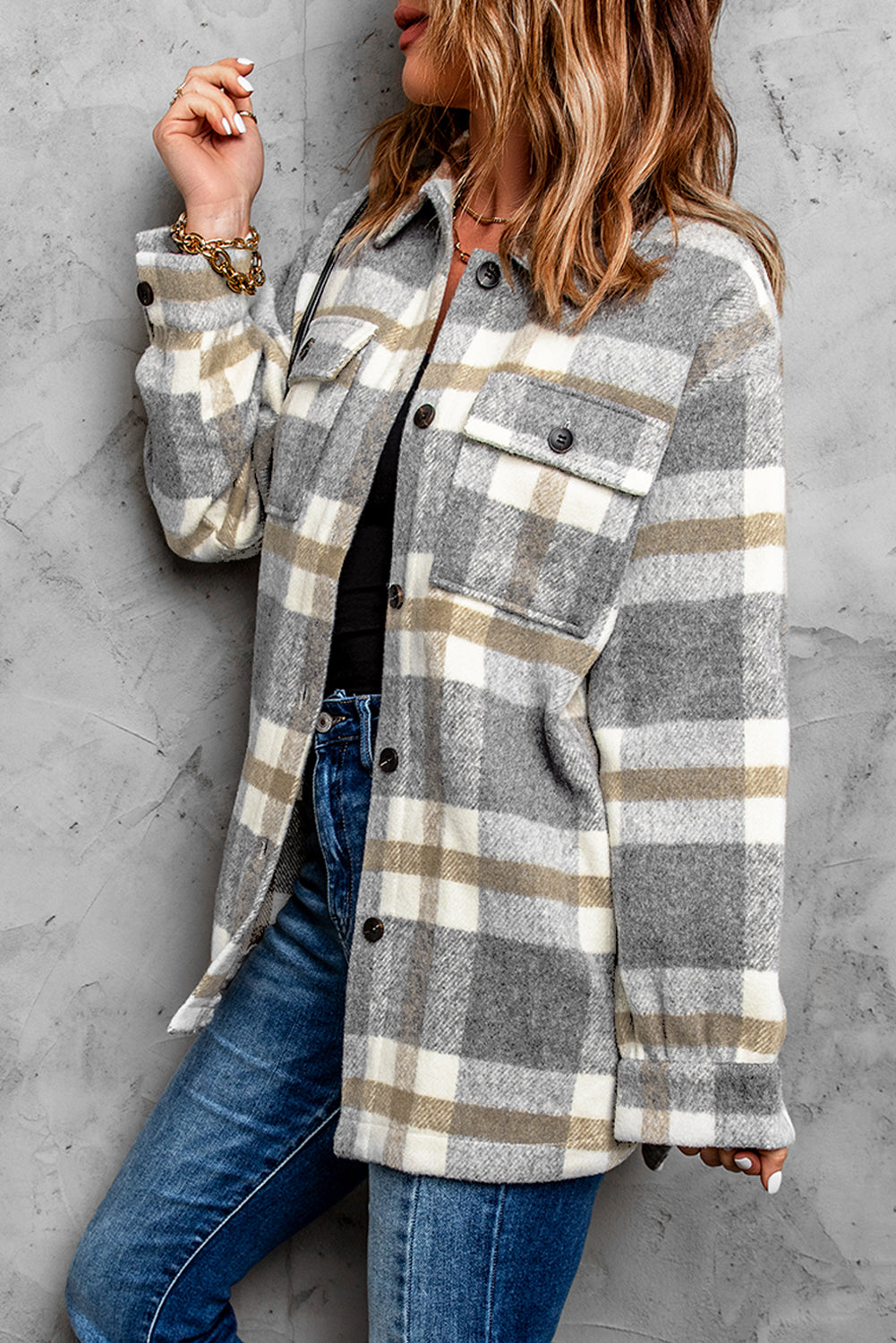 Karomuster Tasche Frauen Jacke