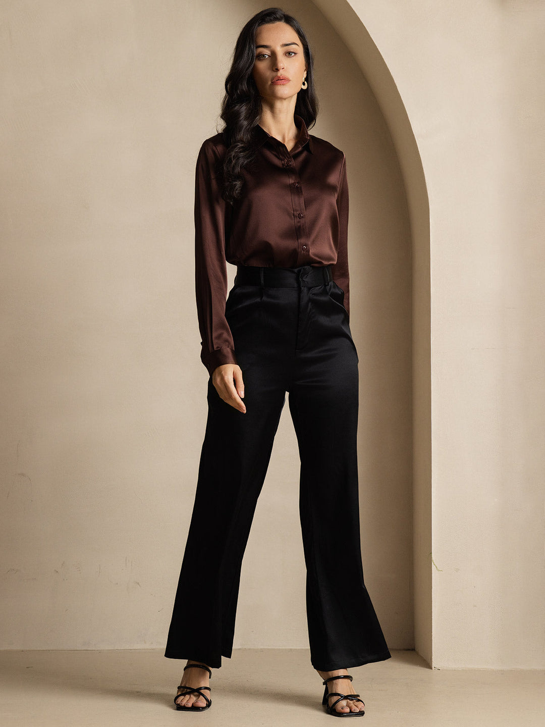 Heidi-Mode | Damen Mulberry Seide Elegant Langarmbluse