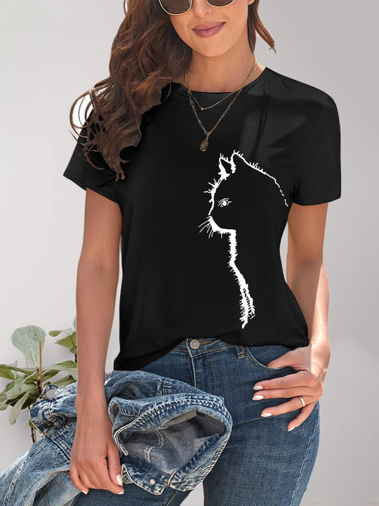 Heidi-Mode | Katzen Rundhals Kurzarm T-Shirt