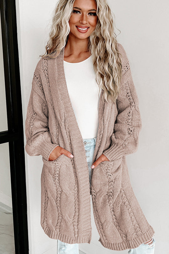 Heidi-Mode | Kabelstrick Fallendes Schulter Cardigan