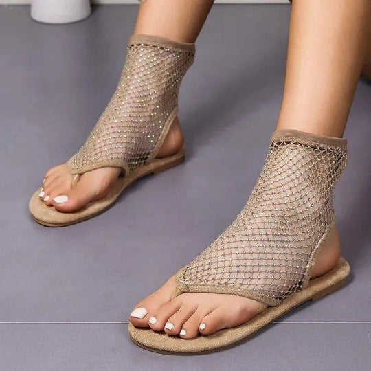 Heidi-Mode | Sandalen met mesh en rhinestones