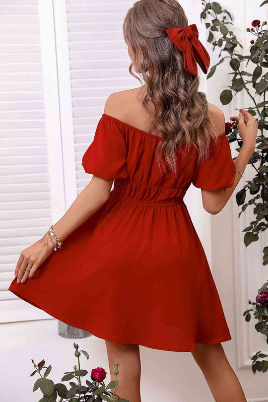 Heidi-Mode | Off-Shoulder A-Linie Mini Kleid