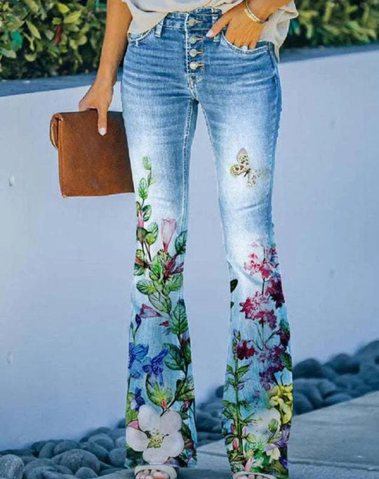 Modische Jeans mit einem floralen Muster