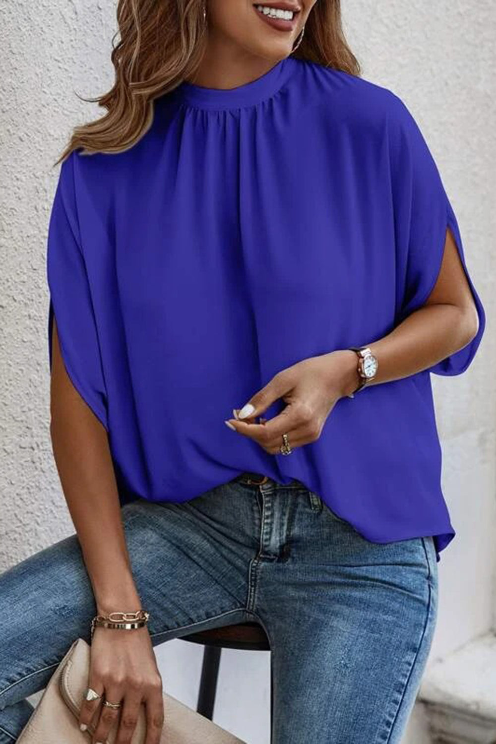 Heidi-Mode | Bindeback Schlitz Halbarm Bluse