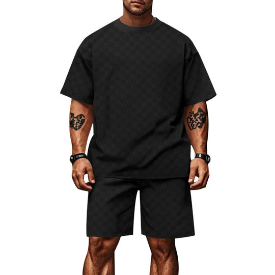 Heidi Mode | Schachbrettmuster Kurzarm-Shorts-Set