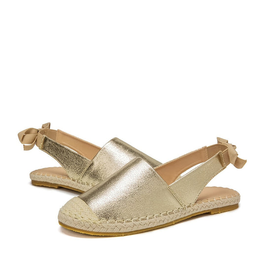 Heidi-Mode | Goldfarbene Espadrilles mit Elastischem Slingback
