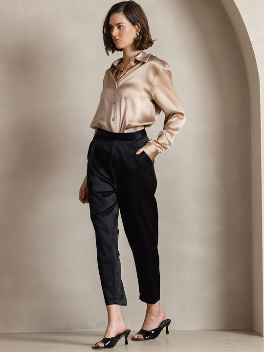 Heidi-Mode | Damen Seiden Basis Militär Revers Hemd
