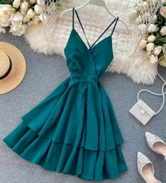 Heidi-Mode | Damen kurzes Kleid mit Schleife auf der Rückseite