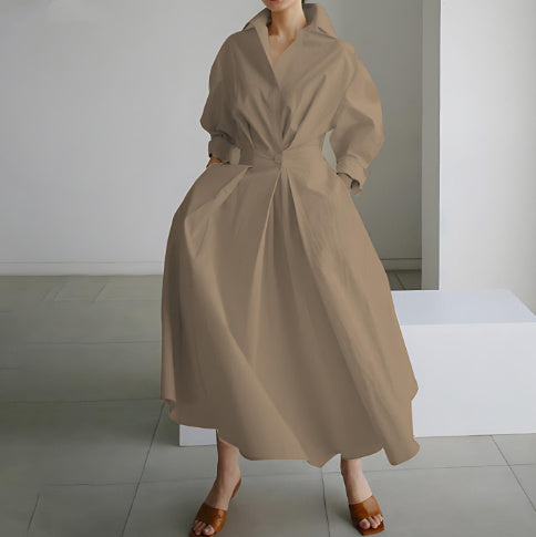 Heidi-Mode | Langärmliges Hemdkleid mit Elastischem Taillenbund