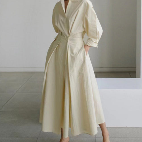 Heidi-Mode | Langärmliges Hemdkleid mit Elastischem Taillenbund