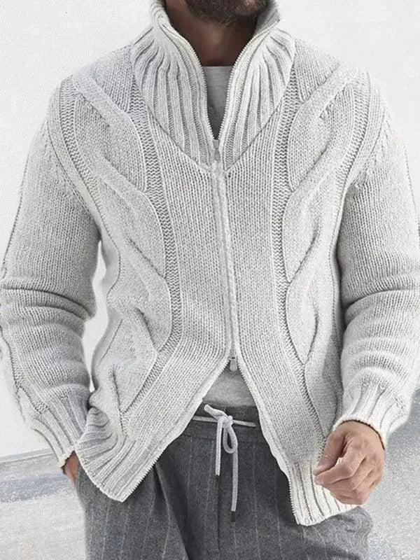 Heidi-Mode | Reißverschluss Herren Strickjacke Rollkragenpullover