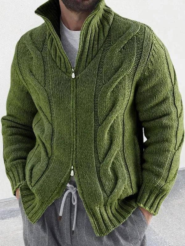 Heidi-Mode | Reißverschluss Herren Strickjacke Rollkragenpullover