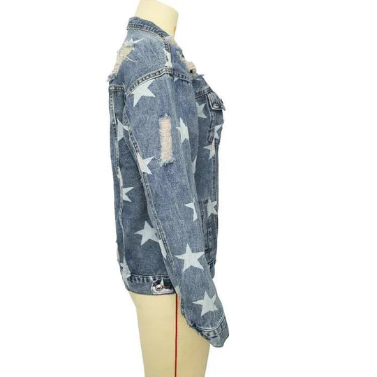 Heidi-Mode | Lässig Damen Jeansjacke mit fünfzackigem Stern