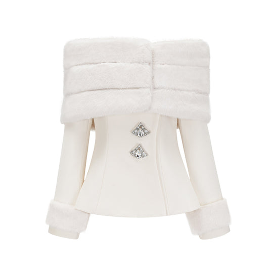 Heidi-Mode | Weiße Faux Fur Jacke & Rock Passendes Set