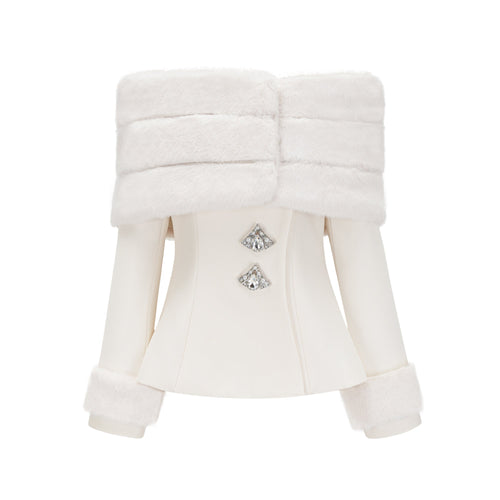Heidi-Mode | Weiße Faux Fur Jacke & Rock Passendes Set
