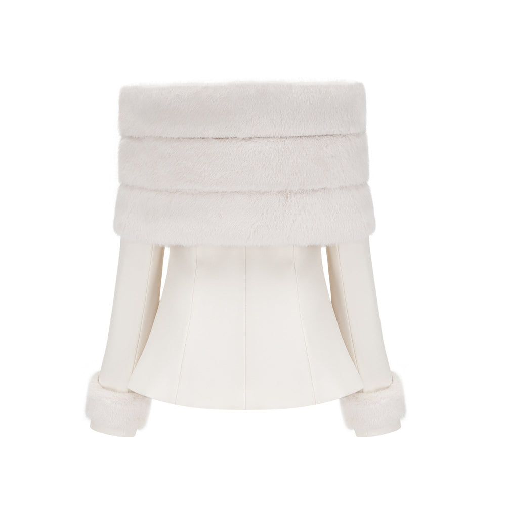 Heidi-Mode | Weiße Faux Fur Jacke & Rock Passendes Set