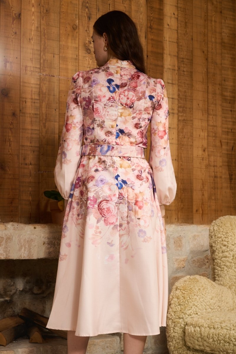 Heidi-Mode | Midi Hemdblusenkleid mit Blumenmuster