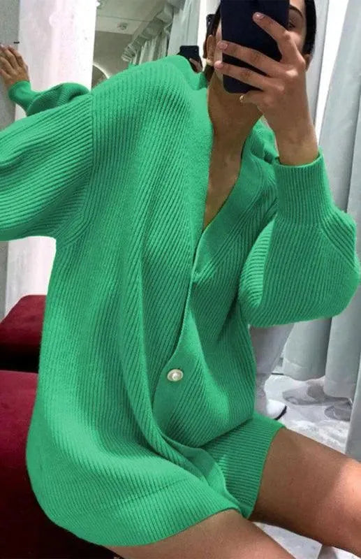 Heidi-Mode | Farbe Lässig Lockere Strickjacke Pullover