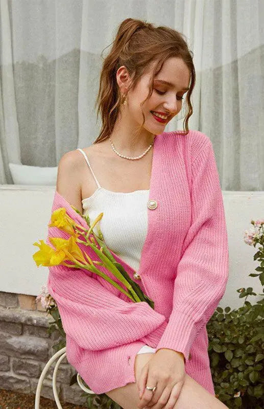 Heidi-Mode | Farbe Lässig Lockere Strickjacke Pullover