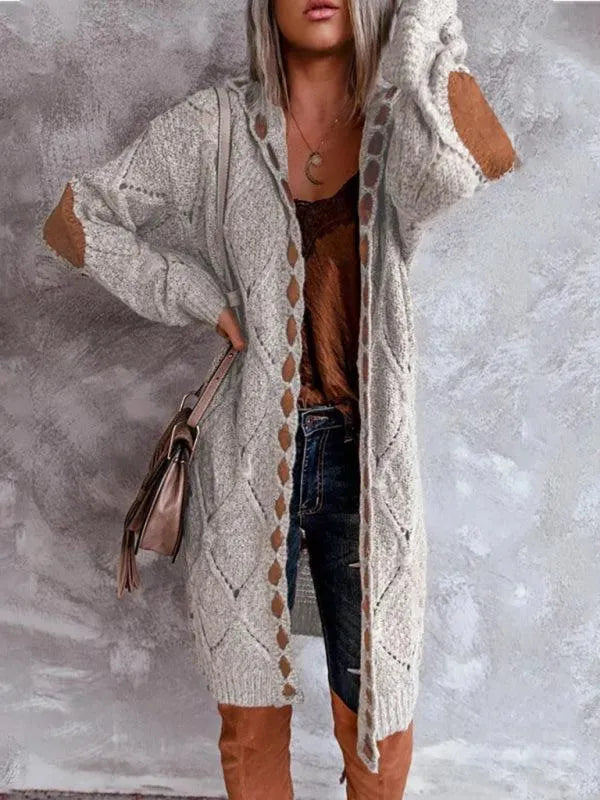 Heidi-Mode | Panel Kapuzen Damen Strickjacke Pullover