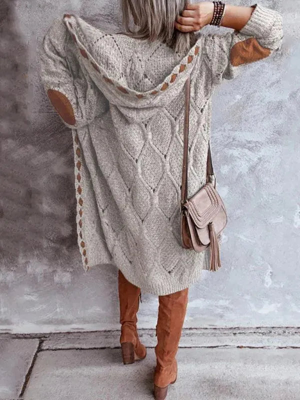 Heidi-Mode | Panel Kapuzen Damen Strickjacke Pullover