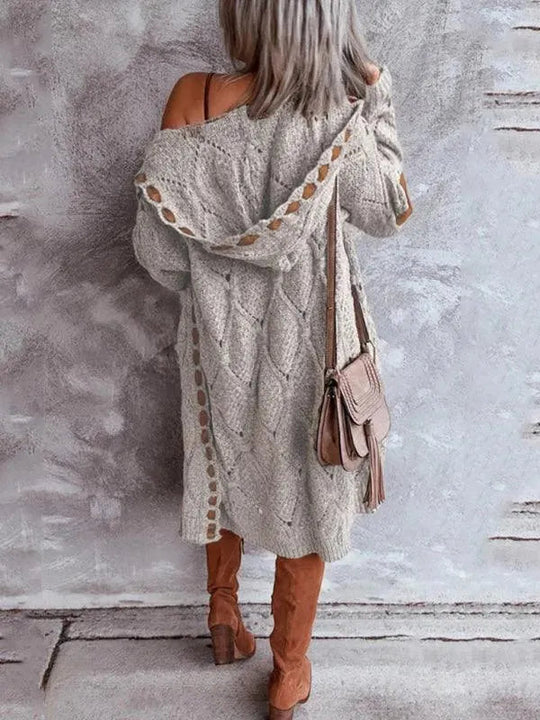 Heidi-Mode | Panel Kapuzen Damen Strickjacke Pullover