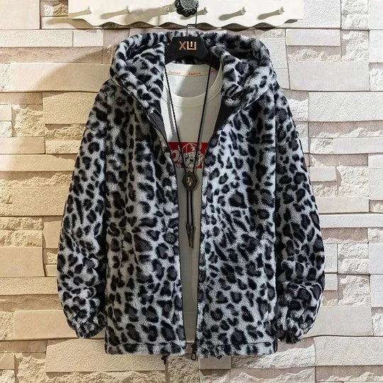 Heidi-Mode | Freizeit Bedruckte Kapuzen Herren Fleecejacke