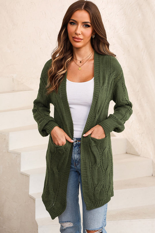 Heidi-Mode | Kabelstrick Fallendes Schulter Cardigan