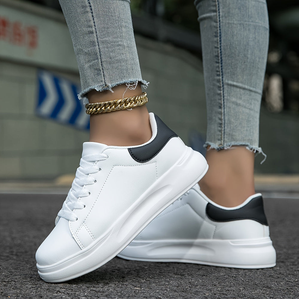 Heidi-Mode | Saubere Weiße Ledersneaker Für Damen, Weiß